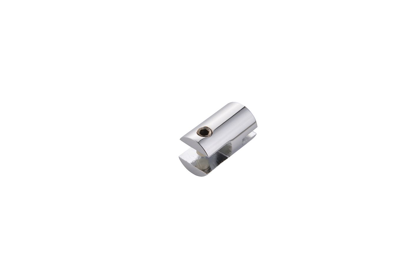 CVS-A single vertical cable panel clamp in Polished Chrome — self-gripping aluminum hanger for cable display systems