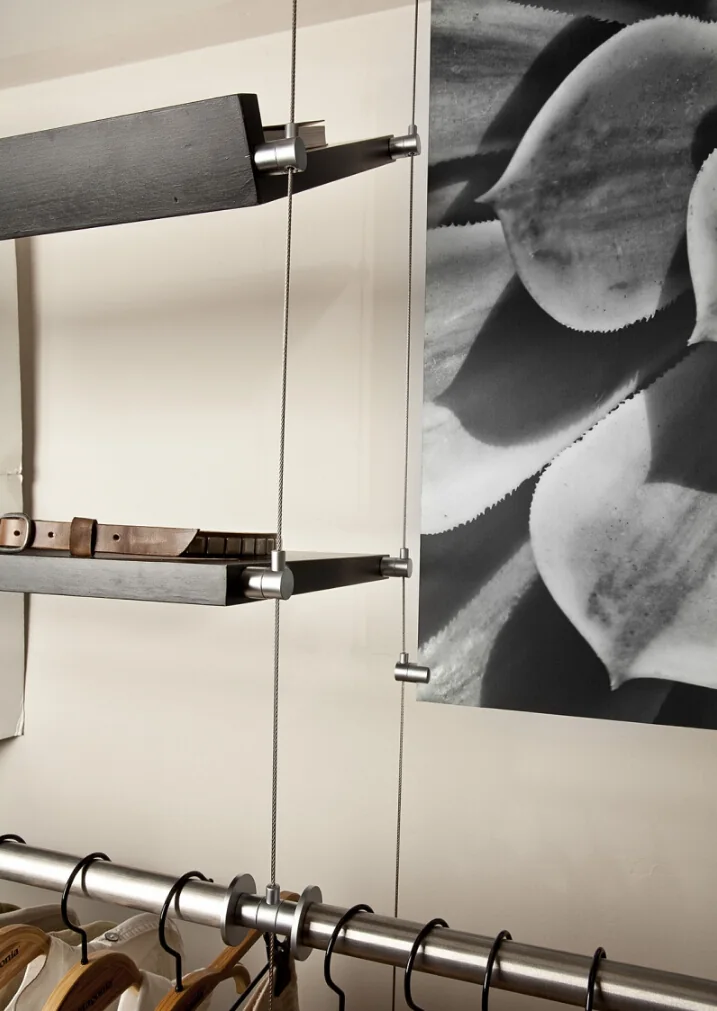 Installed cable shelf system with metal display fixture hardware